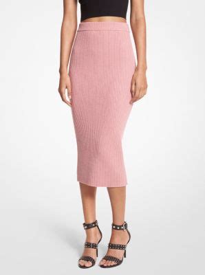 michael kors wool blend midi skirt|Ribbed Wool Blend Pencil Skirt .